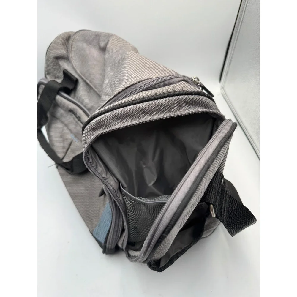 Eddie Bauer Grey Black Ballistic Nylon Duffel Bag Travel Gym Weekender Carry On